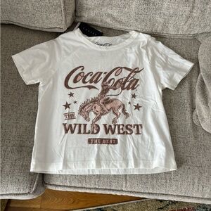 Chaser White Tee with Brown Coca-Cola Wild West Graphic